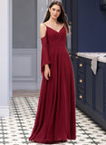 Gabriela A-line V-Neck Floor-Length Chiffon Bridesmaid Dress STAP0013178