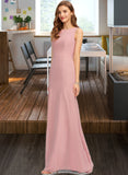 Mckayla Sheath/Column Scoop Neck Floor-Length Chiffon Bridesmaid Dress With Split Front STAP0013179