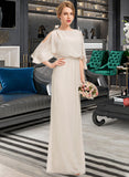 Averie Sheath/Column Scoop Neck Floor-Length Chiffon Bridesmaid Dress With Cascading Ruffles STAP0013180