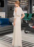 Averie Sheath/Column Scoop Neck Floor-Length Chiffon Bridesmaid Dress With Cascading Ruffles STAP0013180