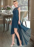 Akira A-Line Scoop Neck Asymmetrical Chiffon Lace Bridesmaid Dress STAP0013182