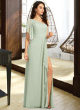 Jaylee A-Line One-Shoulder Floor-Length Bridesmaid Dress With Ruffle Split Front STAP0013185