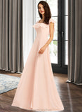 Emilie A-Line Square Neckline Floor-Length Bridesmaid Dress With Split Front STAP0013186