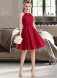 Amanda A-Line Scoop Neck Knee-Length Chiffon Bridesmaid Dress With Ruffle Bow(s) STAP0013189