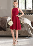 Amanda A-Line Scoop Neck Knee-Length Chiffon Bridesmaid Dress With Ruffle Bow(s) STAP0013189