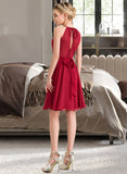 Amanda A-Line Scoop Neck Knee-Length Chiffon Bridesmaid Dress With Ruffle Bow(s) STAP0013189