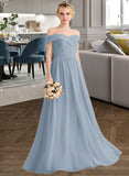 Vivienne A-Line Off-the-Shoulder Floor-Length Chiffon Bridesmaid Dress With Ruffle STAP0013190