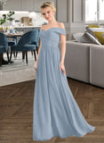 Vivienne A-Line Off-the-Shoulder Floor-Length Chiffon Bridesmaid Dress With Ruffle STAP0013190