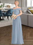 Vivienne A-Line Off-the-Shoulder Floor-Length Chiffon Bridesmaid Dress With Ruffle STAP0013190