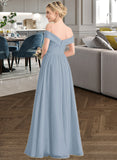 Vivienne A-Line Off-the-Shoulder Floor-Length Chiffon Bridesmaid Dress With Ruffle STAP0013190