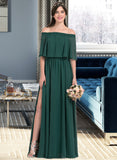 Destiney A-Line Off-the-Shoulder Floor-Length Chiffon Bridesmaid Dress With Split Front STAP0013192