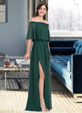 Destiney A-Line Off-the-Shoulder Floor-Length Chiffon Bridesmaid Dress With Split Front STAP0013192