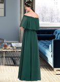 Destiney A-Line Off-the-Shoulder Floor-Length Chiffon Bridesmaid Dress With Split Front STAP0013192