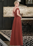 Mollie A-Line Off-the-Shoulder Floor-Length Chiffon Lace Bridesmaid Dress With Ruffle STAP0013193