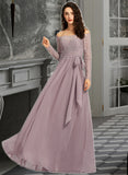 Margaret A-Line Off-the-Shoulder Floor-Length Bridesmaid Dress STAP0013200