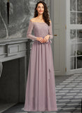 Margaret A-Line Off-the-Shoulder Floor-Length Bridesmaid Dress STAP0013200