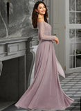 Margaret A-Line Off-the-Shoulder Floor-Length Bridesmaid Dress STAP0013200