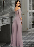 Margaret A-Line Off-the-Shoulder Floor-Length Bridesmaid Dress STAP0013200