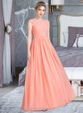 Heaven Ball-Gown/Princess V-neck Floor-Length Chiffon Bridesmaid Dress With Ruffle STAP0013204