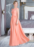 Heaven Ball-Gown/Princess V-neck Floor-Length Chiffon Bridesmaid Dress With Ruffle STAP0013204