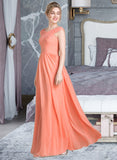 Heaven Ball-Gown/Princess V-neck Floor-Length Chiffon Bridesmaid Dress With Ruffle STAP0013204