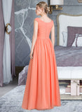 Heaven Ball-Gown/Princess V-neck Floor-Length Chiffon Bridesmaid Dress With Ruffle STAP0013204