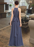 Kimora A-Line Halter Floor-Length Bridesmaid Dress With Lace Split Front STAP0013205