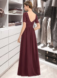 Vivienne A-Line Scoop Neck Floor-Length Chiffon Lace Bridesmaid Dress With Sequins STAP0013207