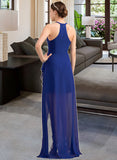 Amanda A-Line Scoop Neck Asymmetrical Chiffon Bridesmaid Dress With Cascading Ruffles STAP0013210