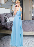 Philippa A-Line V-neck Floor-Length Chiffon Bridesmaid Dress With Ruffle Bow(s) STAP0013211