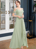 Aliza A-Line V-neck Floor-Length Bridesmaid Dress With Ruffle Split Front STAP0013213