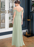 Aliza A-Line V-neck Floor-Length Bridesmaid Dress With Ruffle Split Front STAP0013213