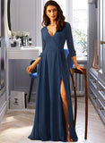 Sam A-LineV-neckFloor-LengthBridesmaidDress#254178 STAP0013215