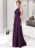 Yareli Chiffon Halter-neck Floor-length Bridesmaid Dress With Lace STAP0013218