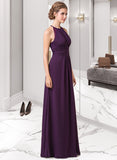 Yareli Chiffon Halter-neck Floor-length Bridesmaid Dress With Lace STAP0013218