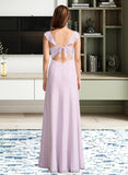 Winifred A-Line Square Neckline Floor-Length Bridesmaid Dress With Ruffle STAP0013220