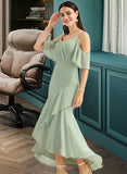 Ali Trumpet/Mermaid V-neck Asymmetrical Bridesmaid Dress With Ruffle STAP0013222