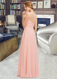 Karma A-Line V-neck Floor-Length Chiffon Lace Bridesmaid Dress STAP0013227