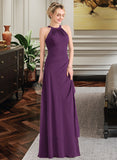 Kenley A-Line Scoop Neck Floor-Length Chiffon Bridesmaid Dress With Cascading Ruffles STAP0013228