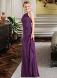 Kenley A-Line Scoop Neck Floor-Length Chiffon Bridesmaid Dress With Cascading Ruffles STAP0013228