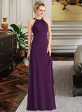 Kenley A-Line Scoop Neck Floor-Length Chiffon Bridesmaid Dress With Cascading Ruffles STAP0013228