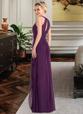 Kenley A-Line Scoop Neck Floor-Length Chiffon Bridesmaid Dress With Cascading Ruffles STAP0013228