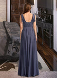 Dana A-Line V-neck Floor-Length Bridesmaid Dress With Ruffle STAP0013230