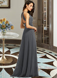 Kira A-Line Halter Floor-Length Chiffon Bridesmaid Dress With Ruffle Beading Sequins STAP0013232