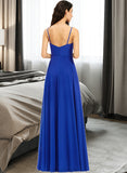 Kinley A-Line V-neck Floor-Length Bridesmaid Dress With Ruffle STAP0013233