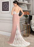 Shyanne Trumpet/Mermaid Sweetheart Sweep Train Chiffon Lace Bridesmaid Dress STAP0013237