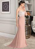 Shyanne Trumpet/Mermaid Sweetheart Sweep Train Chiffon Lace Bridesmaid Dress STAP0013237