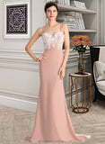 Shyanne Trumpet/Mermaid Sweetheart Sweep Train Chiffon Lace Bridesmaid Dress STAP0013237