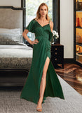 Camila Sheath/Column V-neck Floor-Length Bridesmaid Dress With Split Front STAP0013241