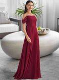 Gracelyn A-Line Square Neckline Floor-Length Bridesmaid Dress With Bow(s) STAP0013242